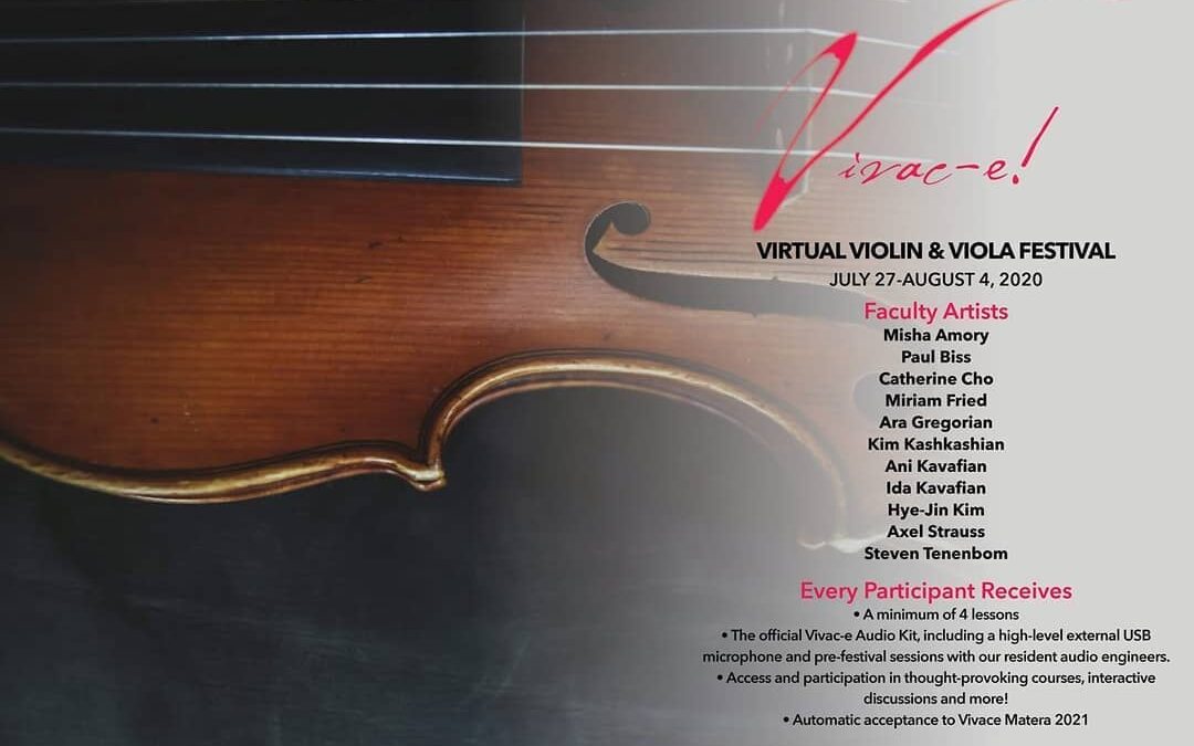 We are THRILLED to officially announce the Vivac-e Virtual Violin & Viola Festiv…