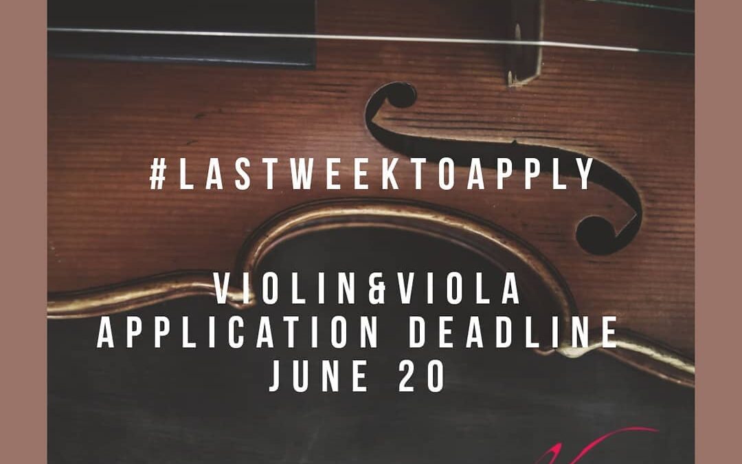 Last week to go! #applynow 
Last week to apply for Vivac-e Violin and Viola Fest…